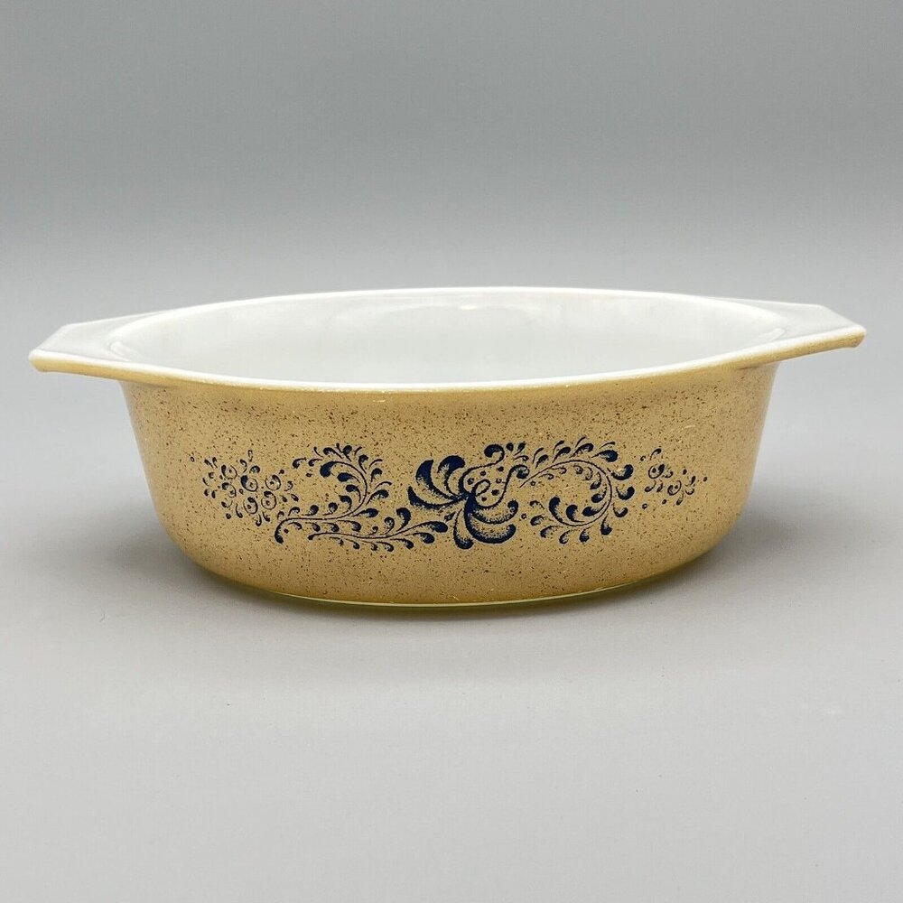 Pyrex 043 Cinderella Oval 1.5L Casserole Dish Homestead Speckled Brown & Blue